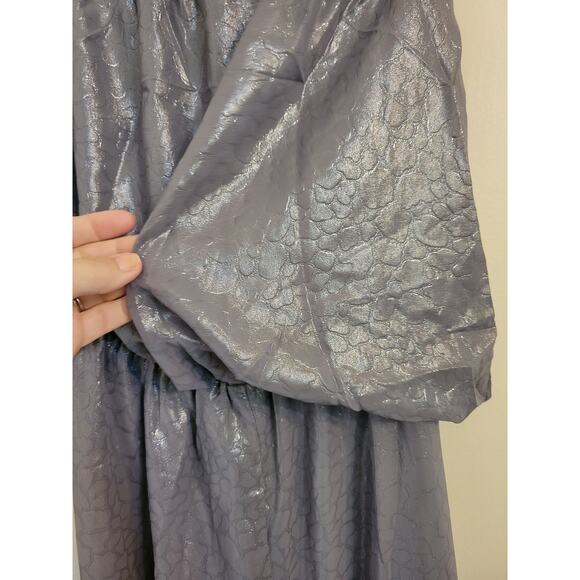 NWT Revolve Krisa Strapless Silver Asymmetrical Top Maxi Dress XS - Picture 3 of 5